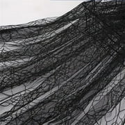 Zukuco 1PCS Halloween Stage Decoration Fabric Spider Web Jacquard Lace Fabric Soft Spider Web Lace Tulle Fabric,Black